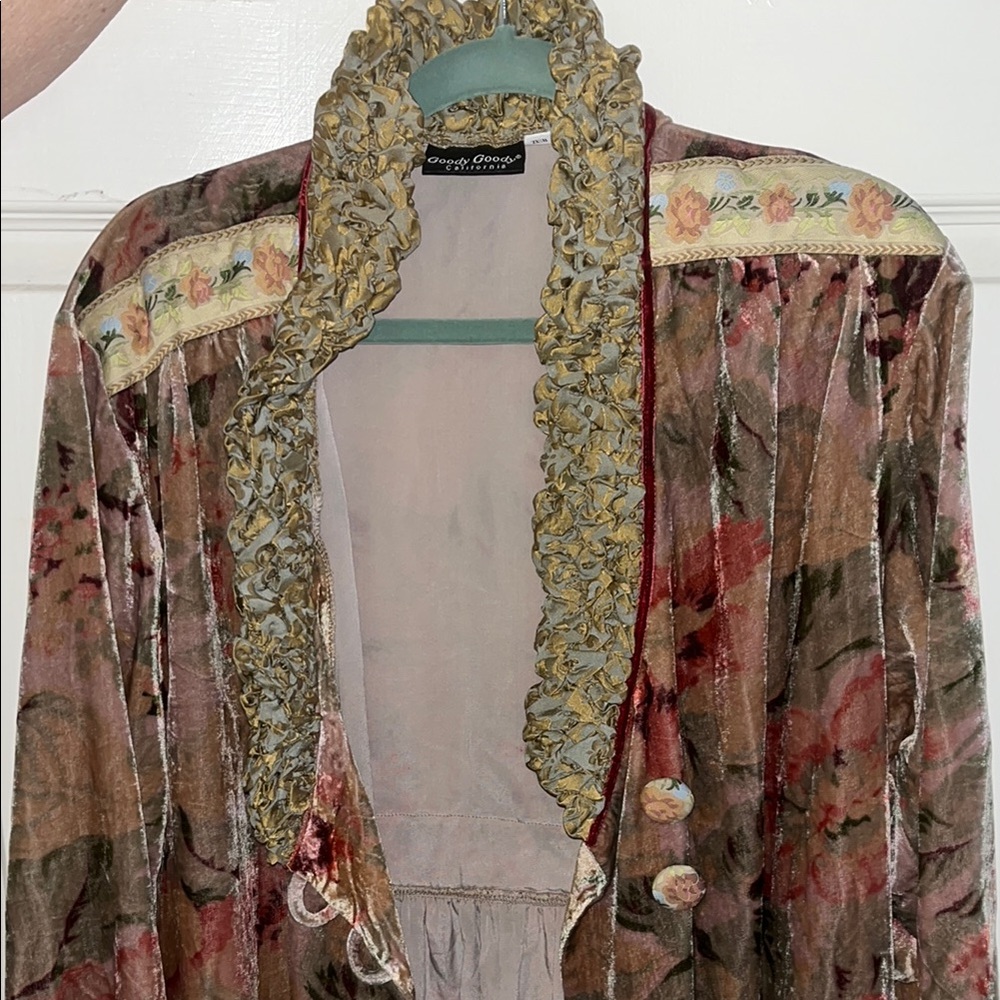 Rare Floral Velvet Jacket with Ruffled Collar